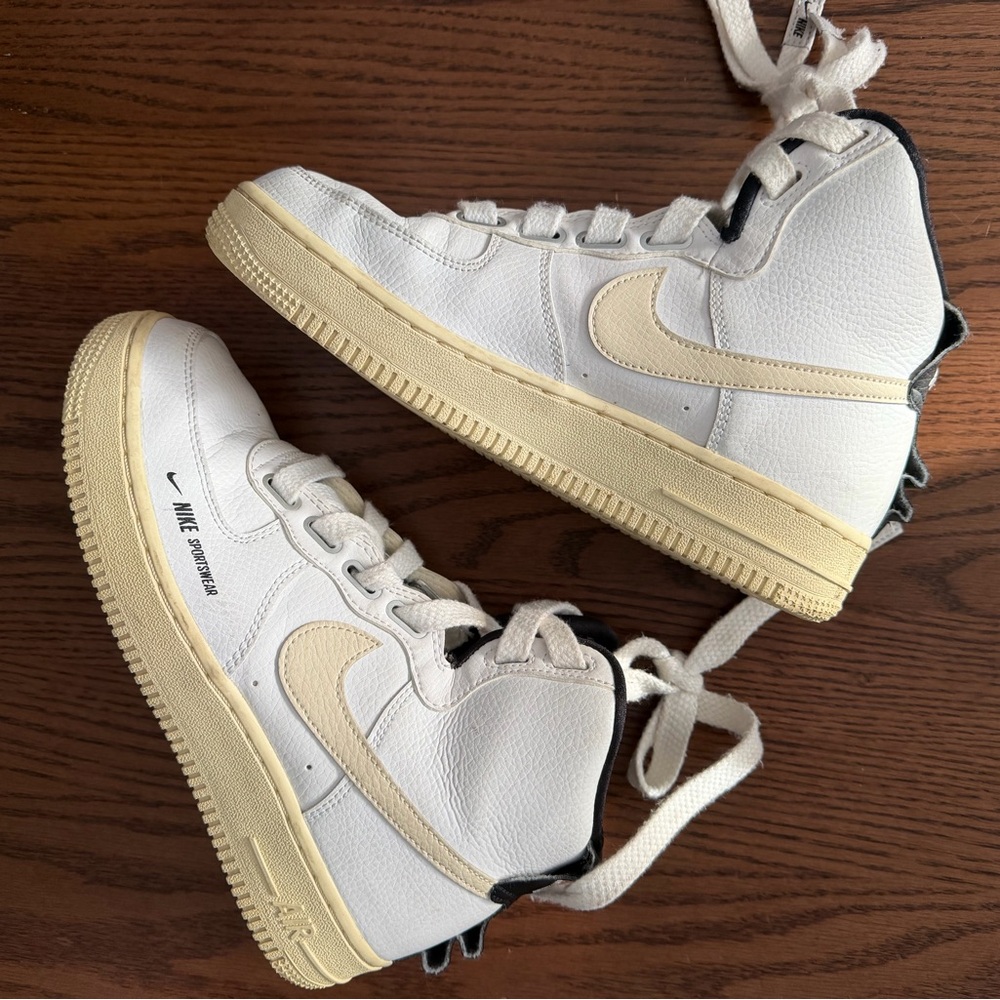 Nike White and Tan High-Top Sneakers